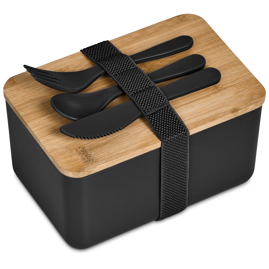 Okiyo Pasuta Recycled Plastic & Bamboo Lunch Box Black