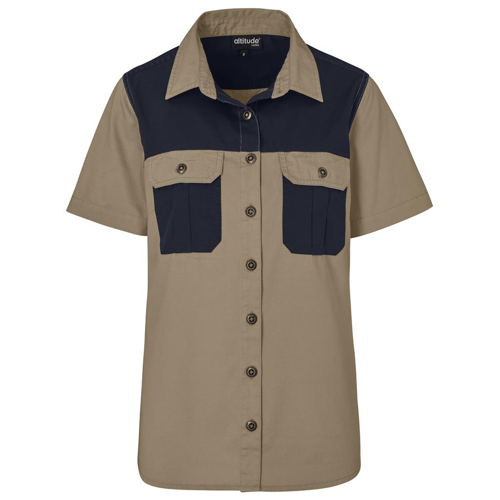 Ladies Short Sleeve Serengeti 2-Tone Bush Shirt