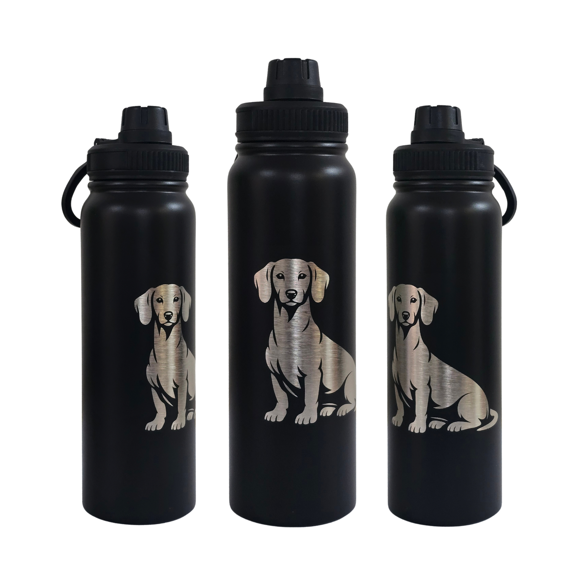 Dachshund engraved stainless steel water bottle 750ml - fourth view