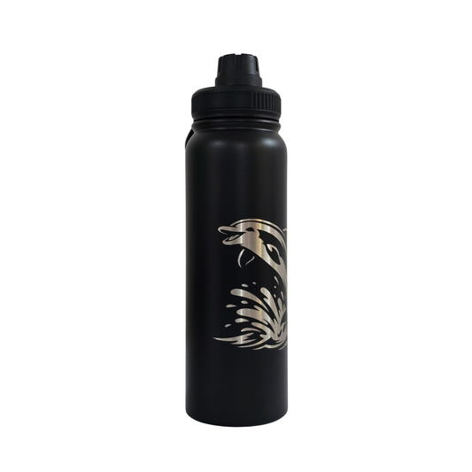 Dolphin engraved stainless steel water bottle 750ml - second view