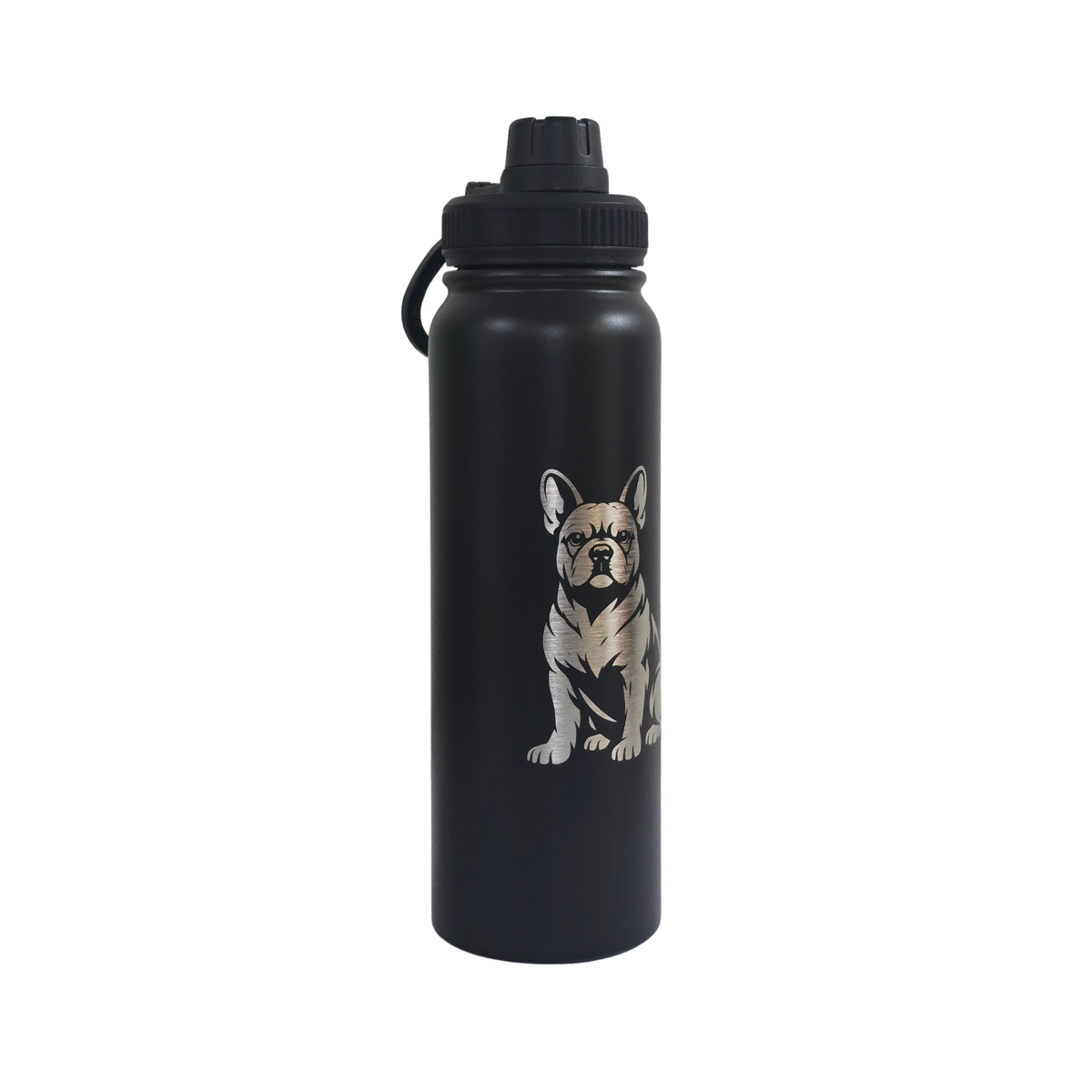 French Bulldog engraved stainless steel water bottle 750ml - second view