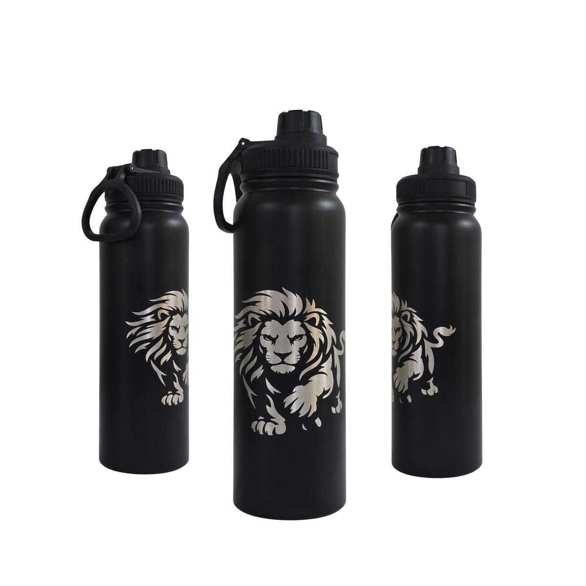 Lion engraved stainless steel water bottle 750ml - fourth view
