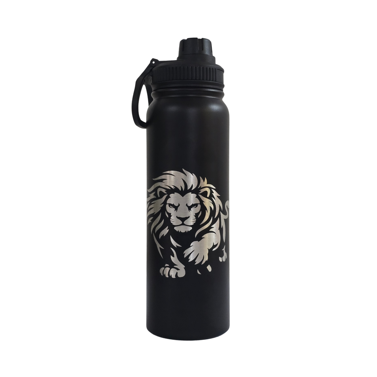 The Big Five stainless steel water bottle collection - laser-engraved Lion bottle