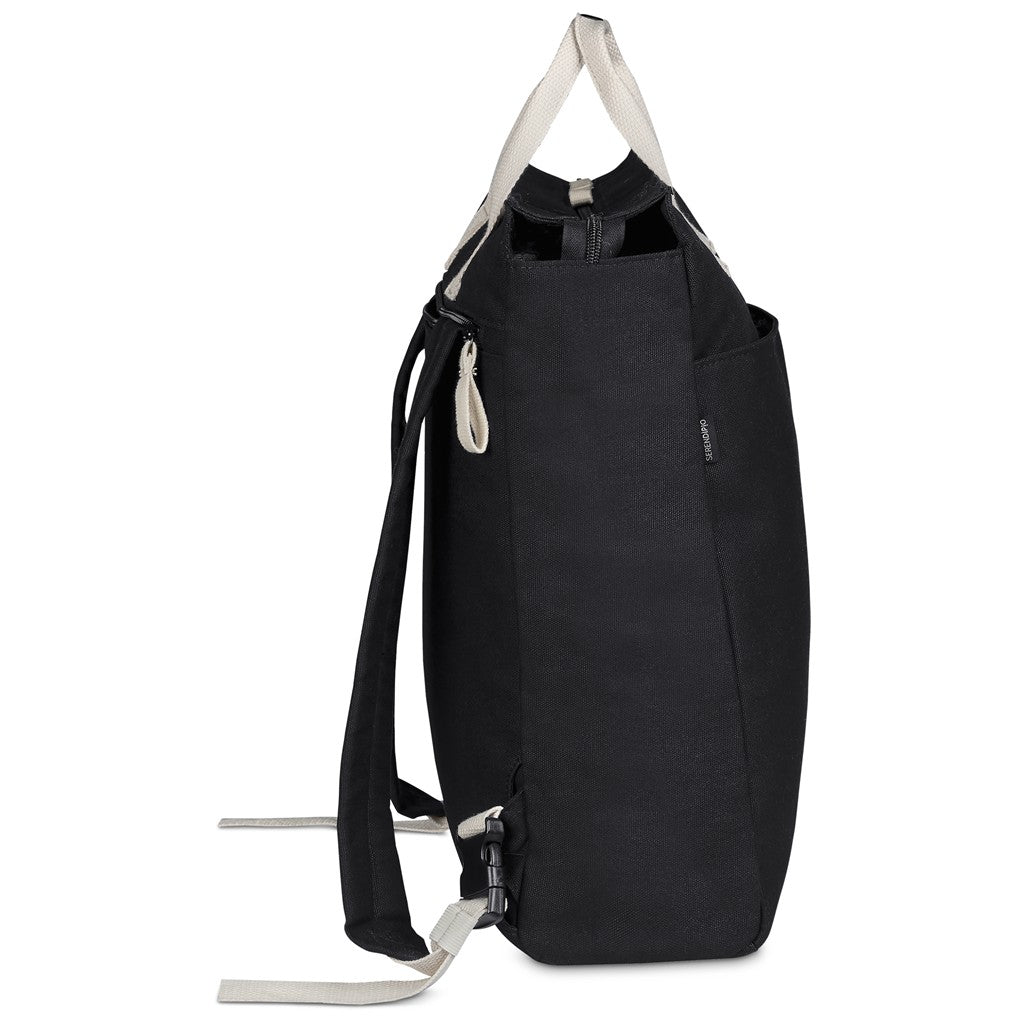 Serendipio Cityline Cotton Canvas Laptop Backpack in Black