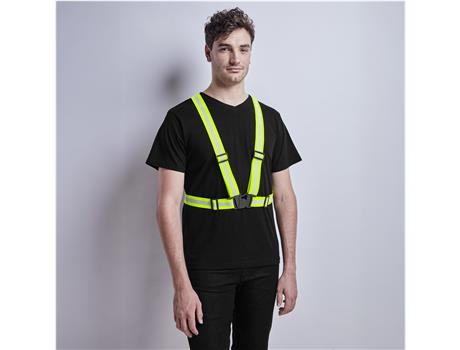 Hi-Viz Reflective Safety Belt - Yellow worn