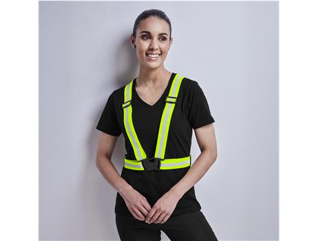 Hi-Viz Reflective Safety Belt - Yellow worn