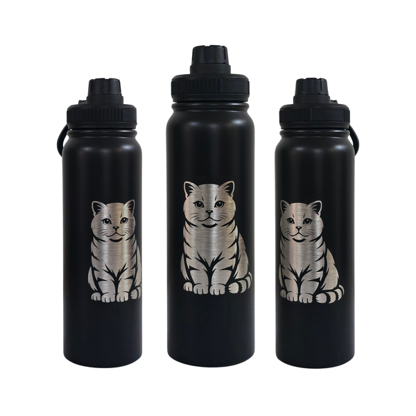 Stainless Steel Water Bottle - 750ml - British Shorthair