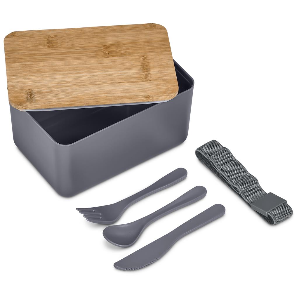 Okiyo Pasuta Recycled Plastic & Bamboo Lunch Box Grey