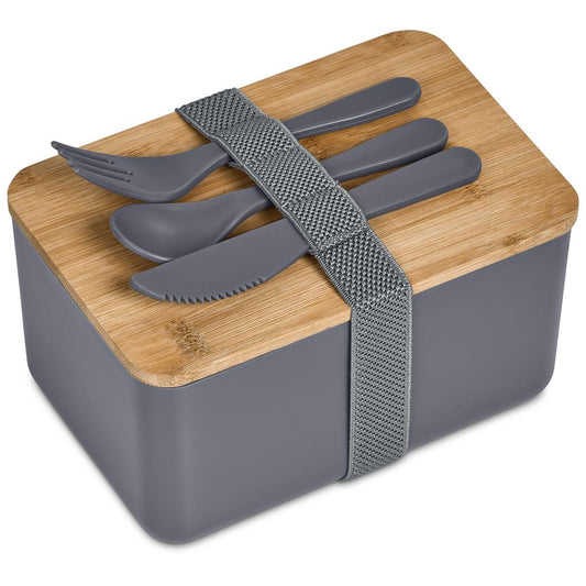 Okiyo Pasuta Recycled Plastic & Bamboo Lunch Box Grey