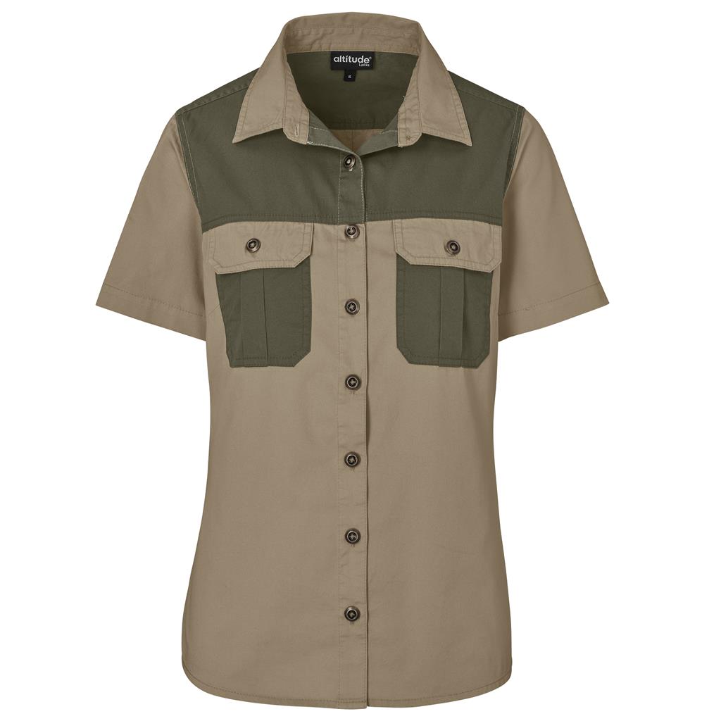 Ladies Short Sleeve Serengeti 2-Tone Bush Shirt