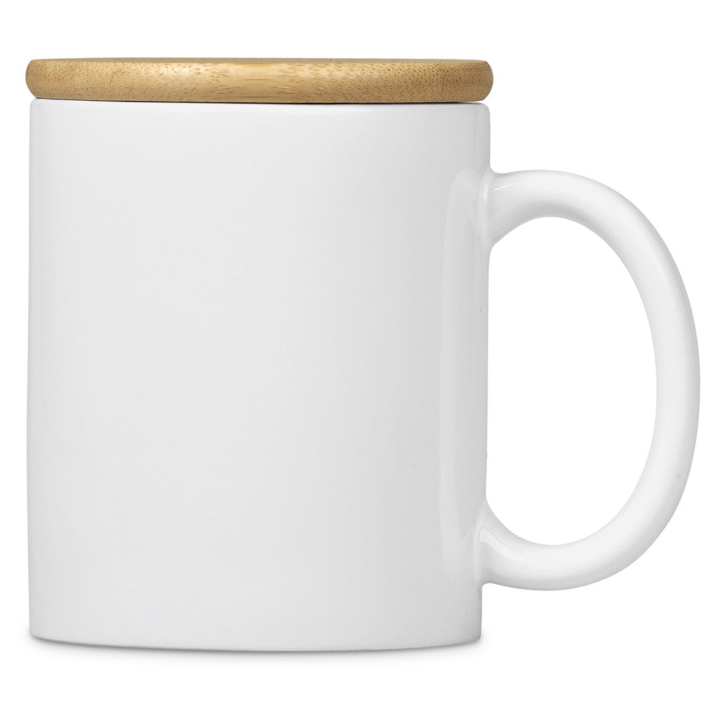 Okiyo Sozo Bamboo & Ceramic Sublimation Coffee Mug - 330ml - Solid White