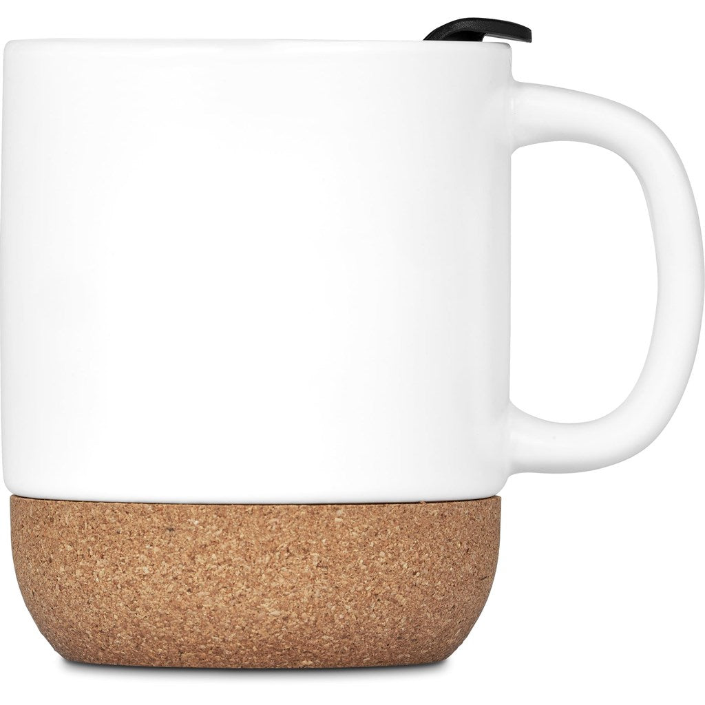 Serendipio Sienna Cork & Ceramic Sublimation Coffee Mug - 340ml - Solid White