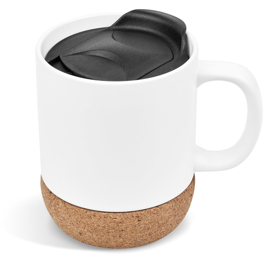 Serendipio Sienna Cork & Ceramic Sublimation Coffee Mug - 340ml - Solid White