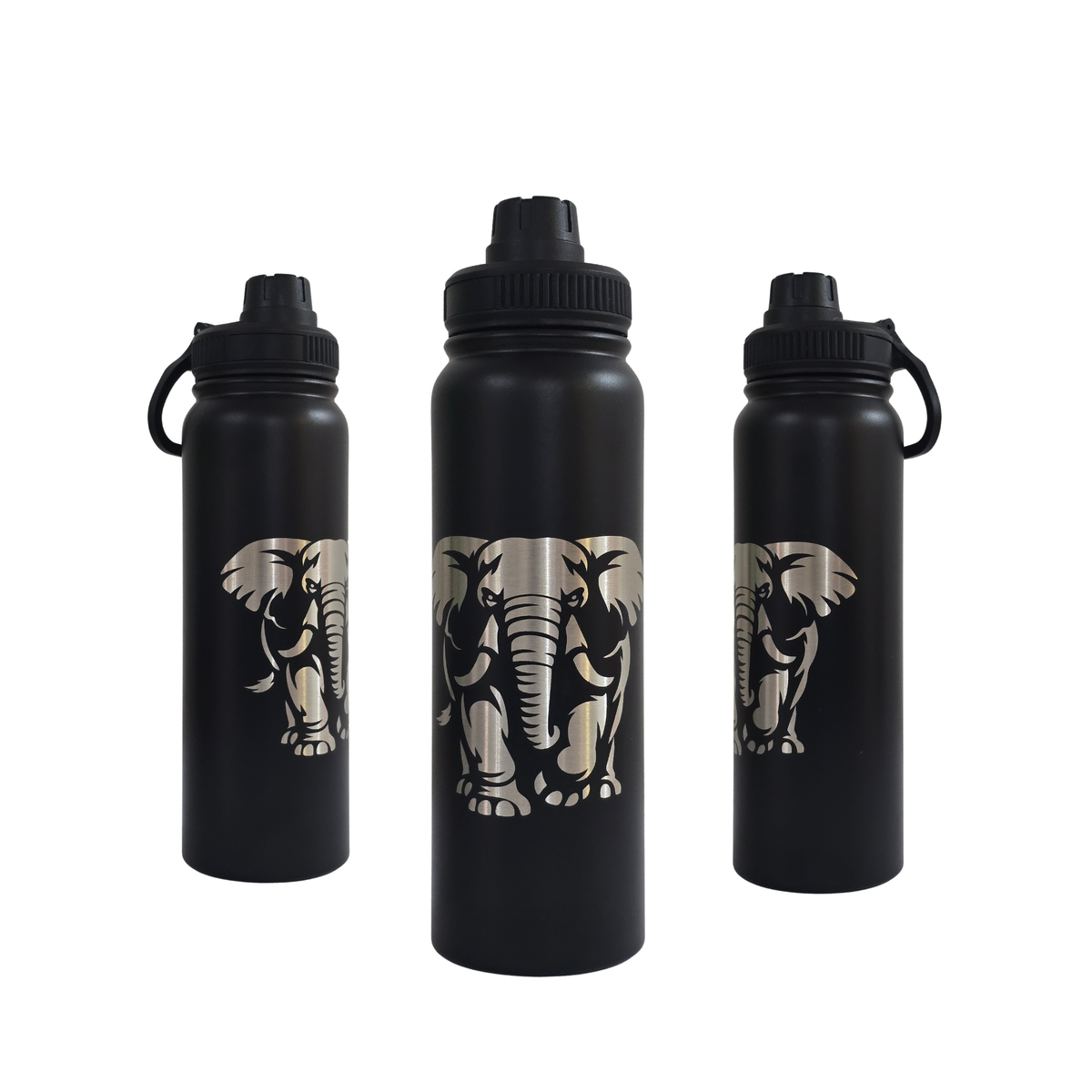 Elephant engraved stainless steel water bottle 750ml - fourth view