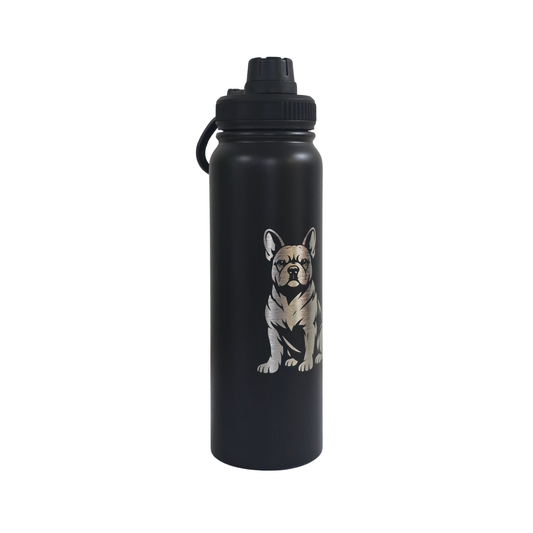 French Bulldog engraved stainless steel water bottle 750ml - second view