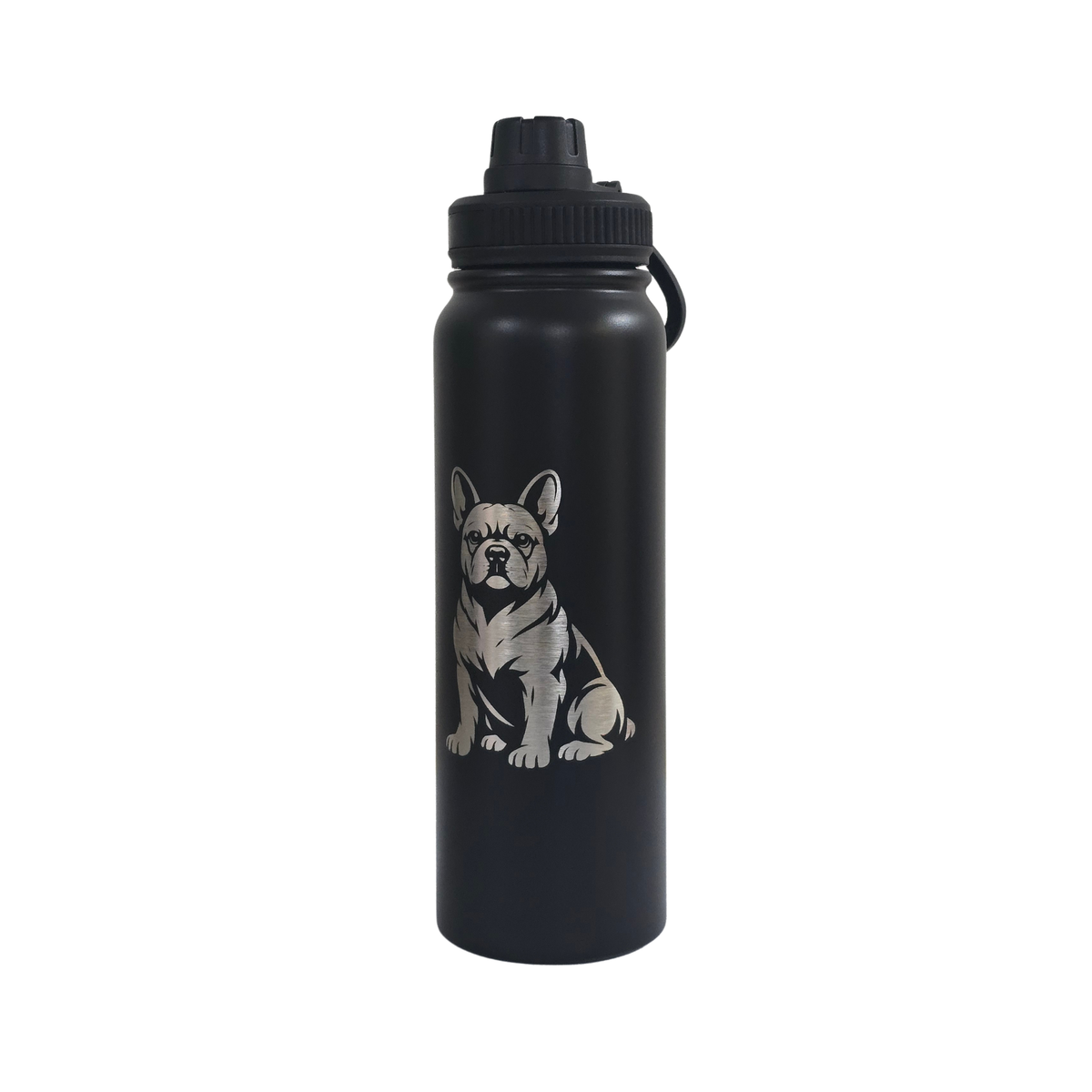 French Bulldog engraved stainless steel water bottle 750ml - third view