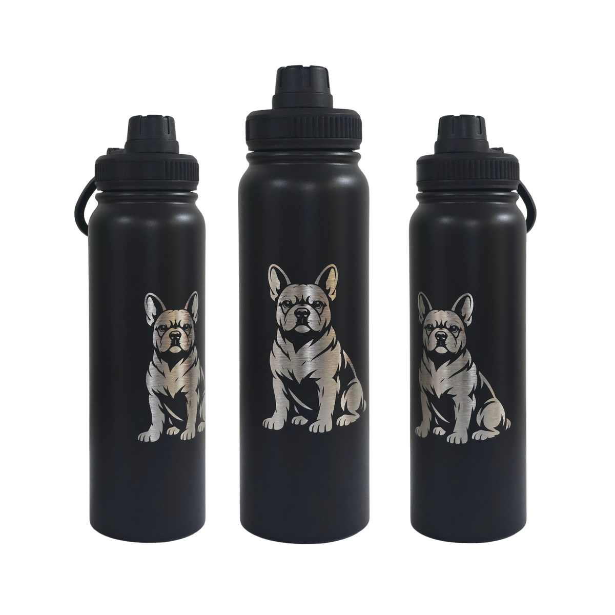 French Bulldog engraved stainless steel water bottle 750ml - fourth view