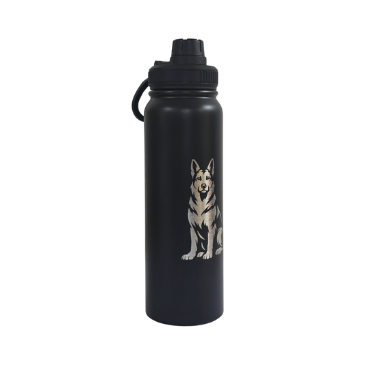 German Shepherd engraved stainless steel water bottle 750ml - second view