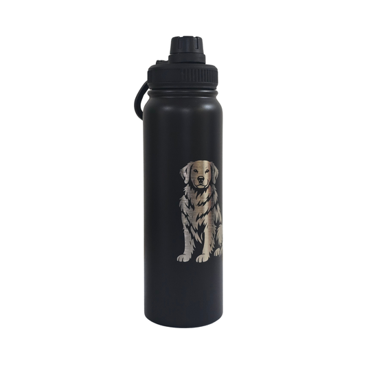 Golden Retriever engraved stainless steel water bottle 750ml - second view