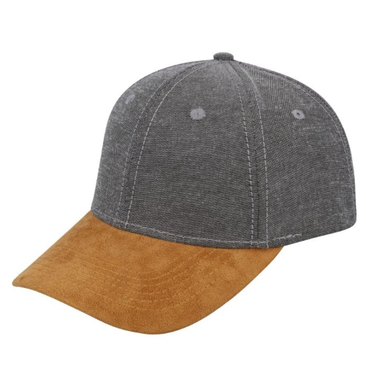Chambray/Suede 6 Panel Cap