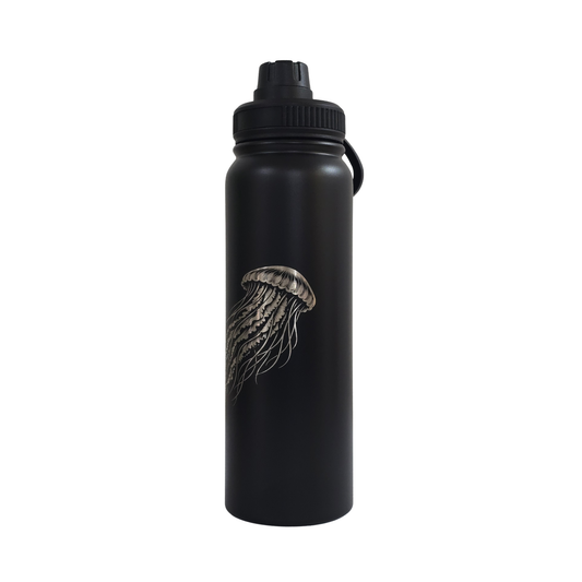 Jellyfish engraved stainless steel water bottle 750ml - second view