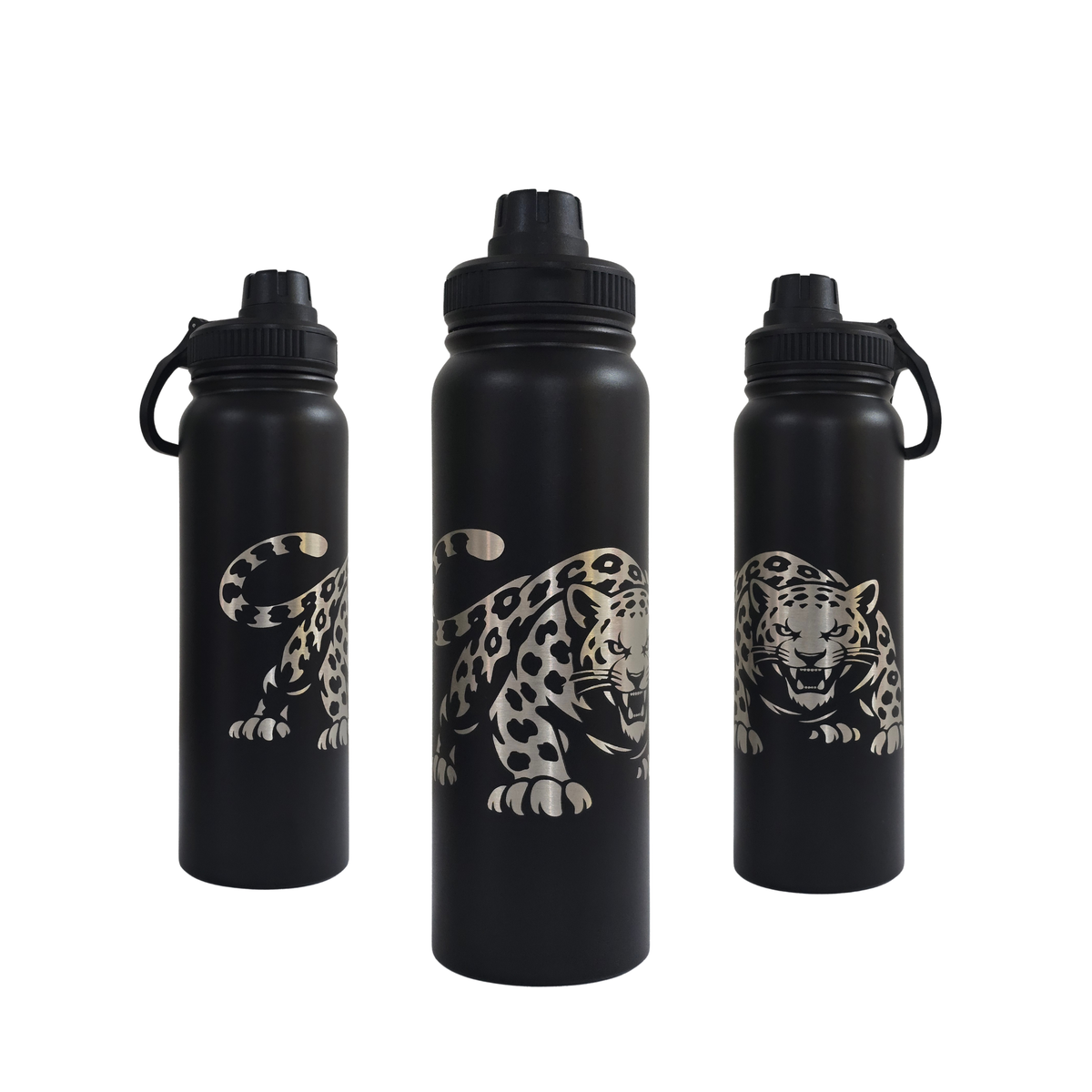 Leopard engraved stainless steel water bottle 750ml - fourth view