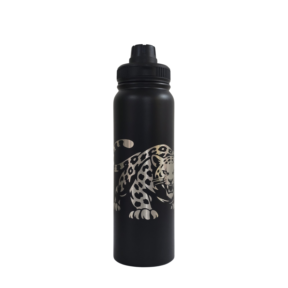 Leopard engraved stainless steel water bottle 750ml - third view