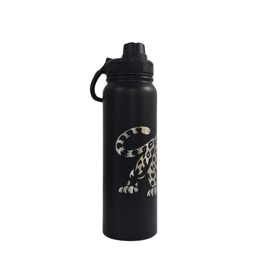 Leopard engraved stainless steel water bottle 750ml - second view
