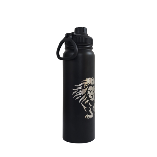Lion engraved stainless steel water bottle 750ml - second view