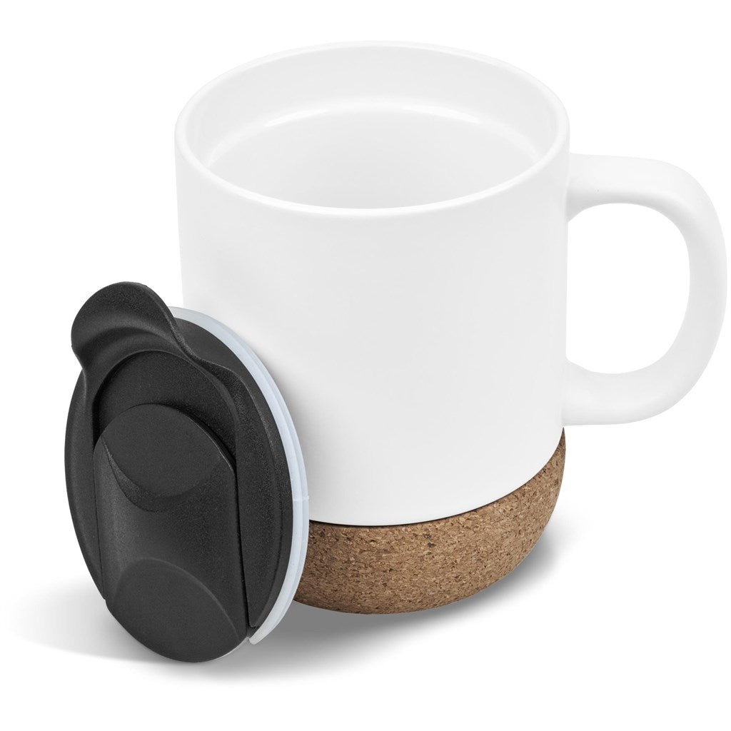Serendipio Sienna Cork & Ceramic Coffee Mug - 340ml - Solid White