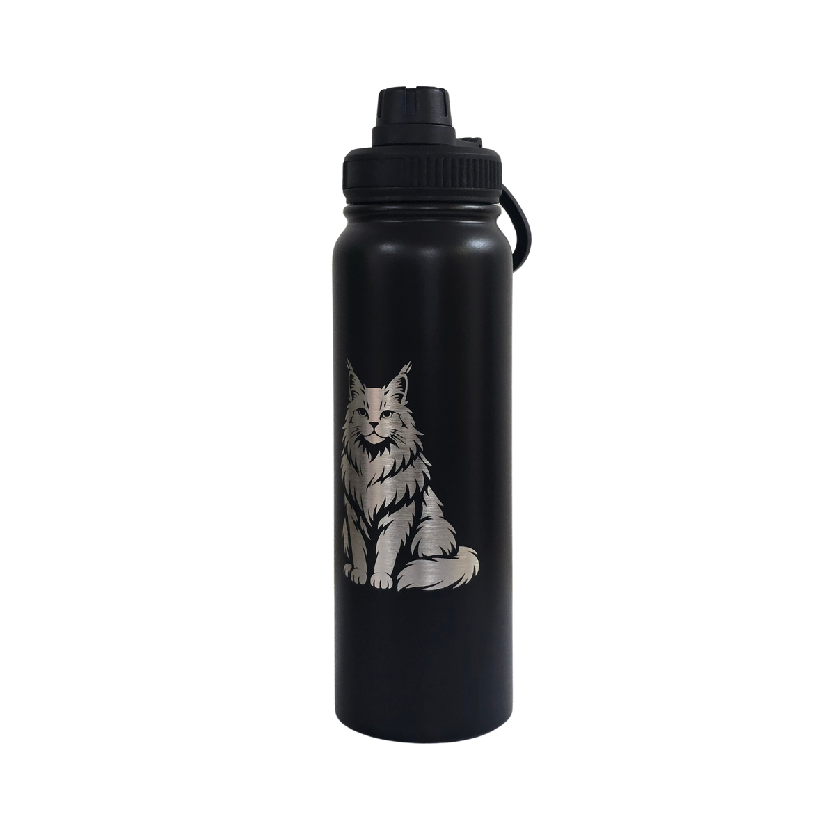 Maine Coon engraved stainless steel water bottle 750ml - third view