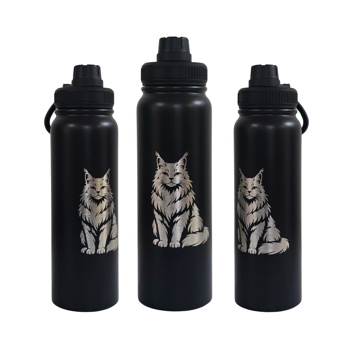Maine Coon engraved stainless steel water bottle 750ml - fourth view