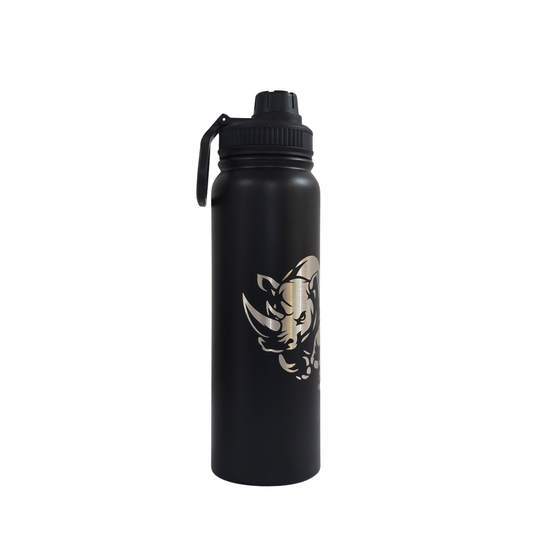 Rhino engraved stainless steel water bottle 750ml - second view