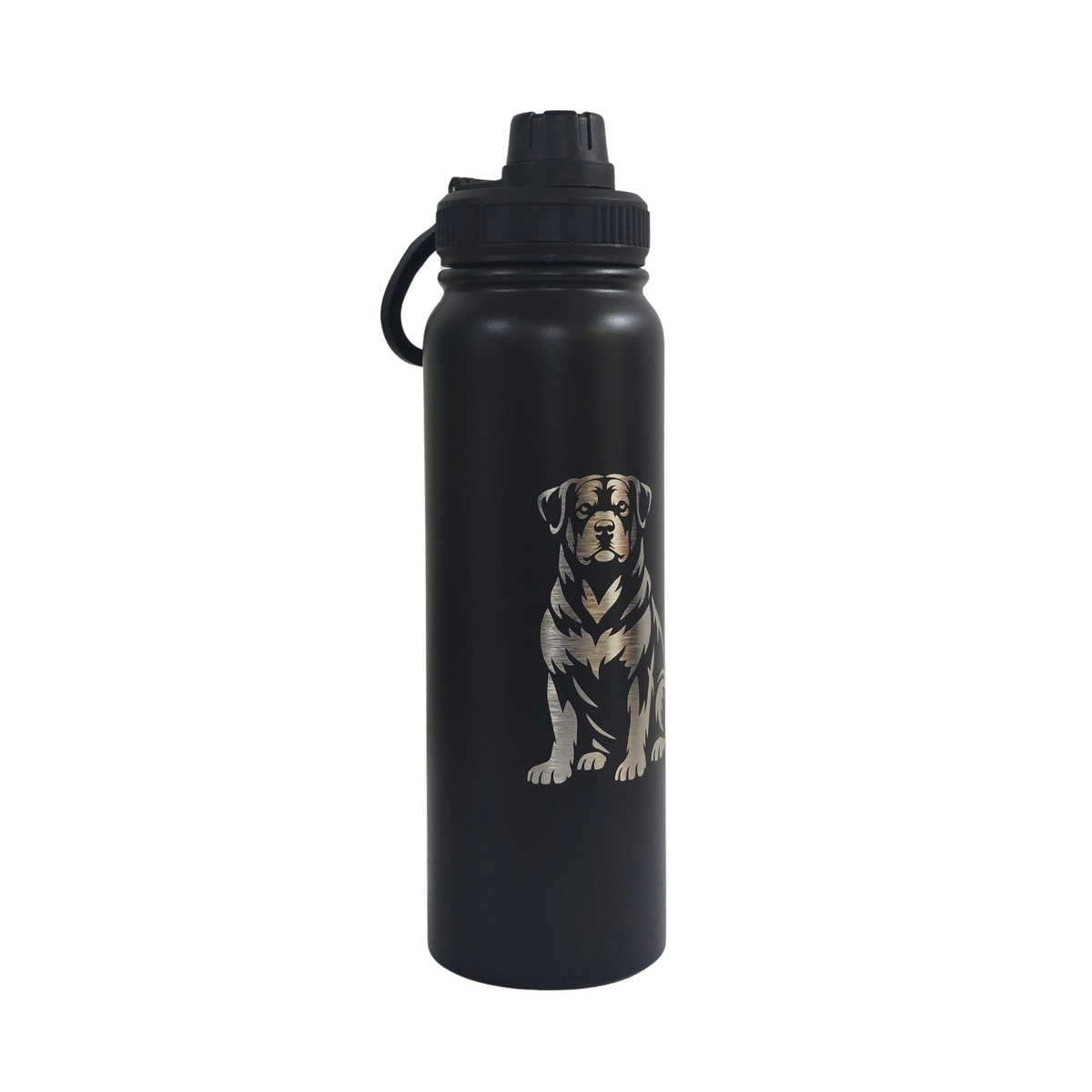 Rottweiler engraved stainless steel water bottle 750ml - second view