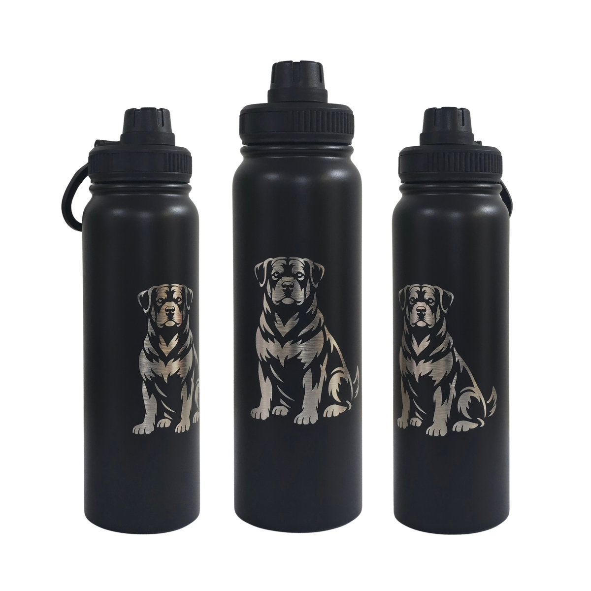 Rottweiler engraved stainless steel water bottle 750ml - fourth view