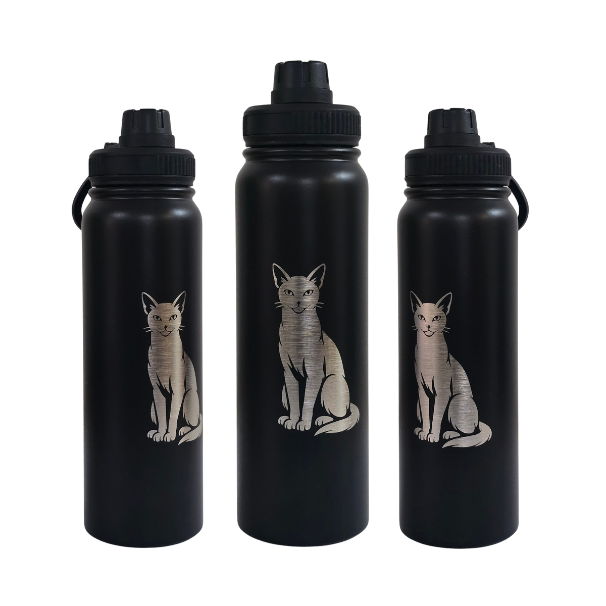 Siamese engraved stainless steel water bottle 750ml - fourth view