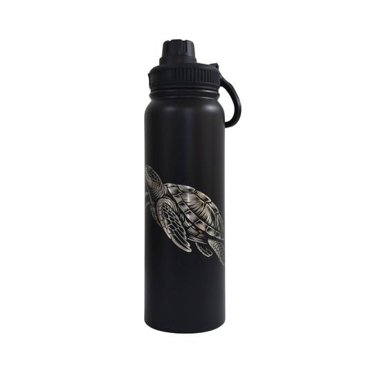 Turtle engraved stainless steel water bottle 750ml - second view