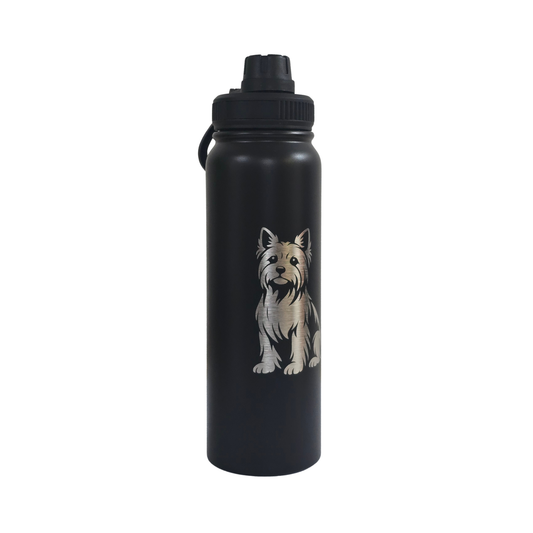 Yorkie engraved stainless steel water bottle 750ml - second view